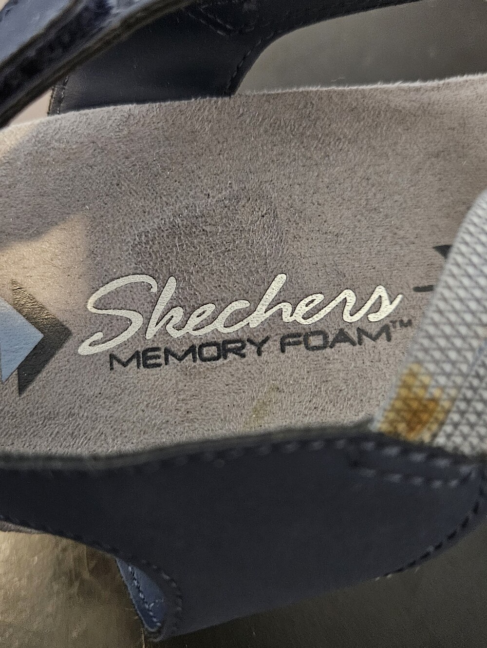 Skechers Women's Reggae Slim Takes Two Sandals Navy/Gray Wide Size 10 - Picture 8 of 9